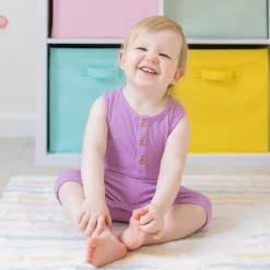 Kyte Baby Ribbed Sleeveless Shortall in Poi New