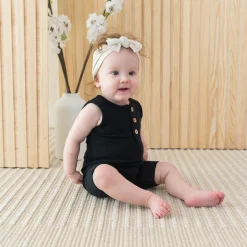 Kyte Baby Ribbed Sleeveless Shortall in Midnight