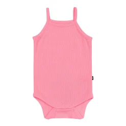Kyte Baby Ribbed Spaghetti Strap Bodysuit in Guava