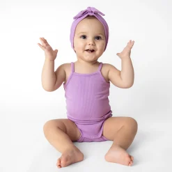 Kyte Baby Ribbed Spaghetti Strap Bodysuit in Poi New