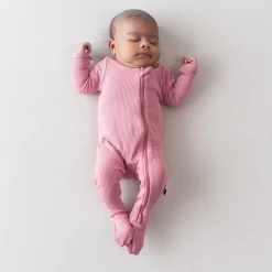 Kyte Baby Ribbed Zipper Footie in Apple Blossom New