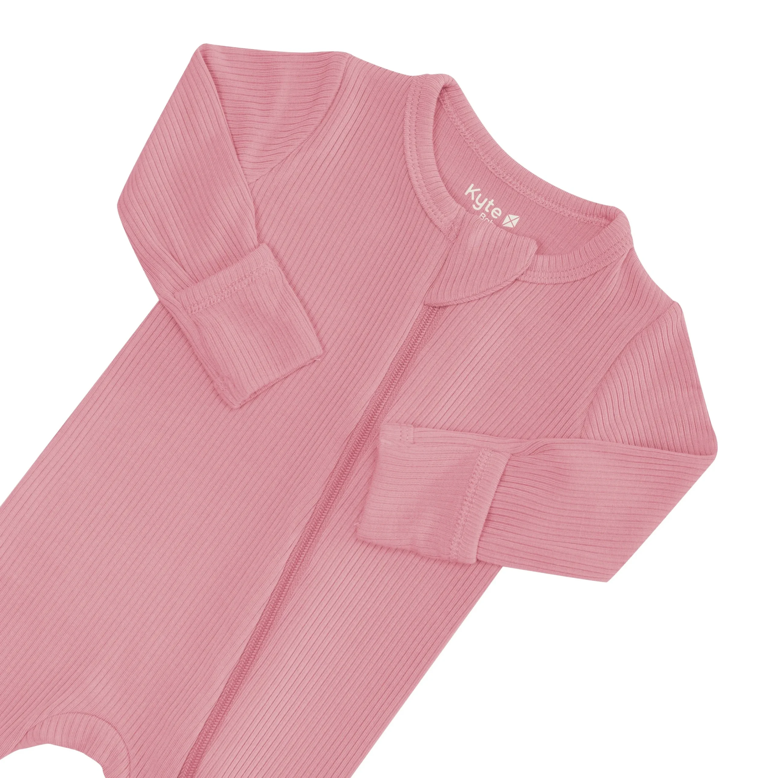 Kyte Baby Ribbed Zipper Footie in Apple Blossom New