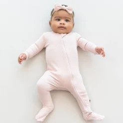 Kyte Baby Ribbed Zipper Footie in Blush Outlet