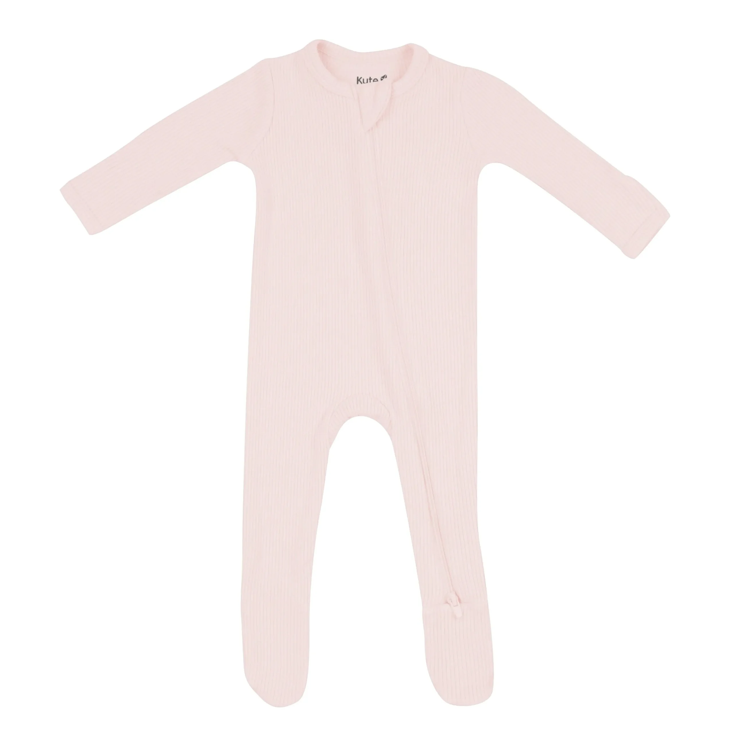 Kyte Baby Ribbed Zipper Footie in Blush Outlet