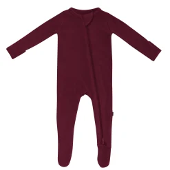 Kyte Baby Ribbed Zipper Footie in Burgundy