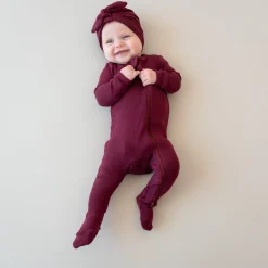 Kyte Baby Ribbed Zipper Footie in Burgundy