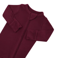 Kyte Baby Ribbed Zipper Footie in Burgundy