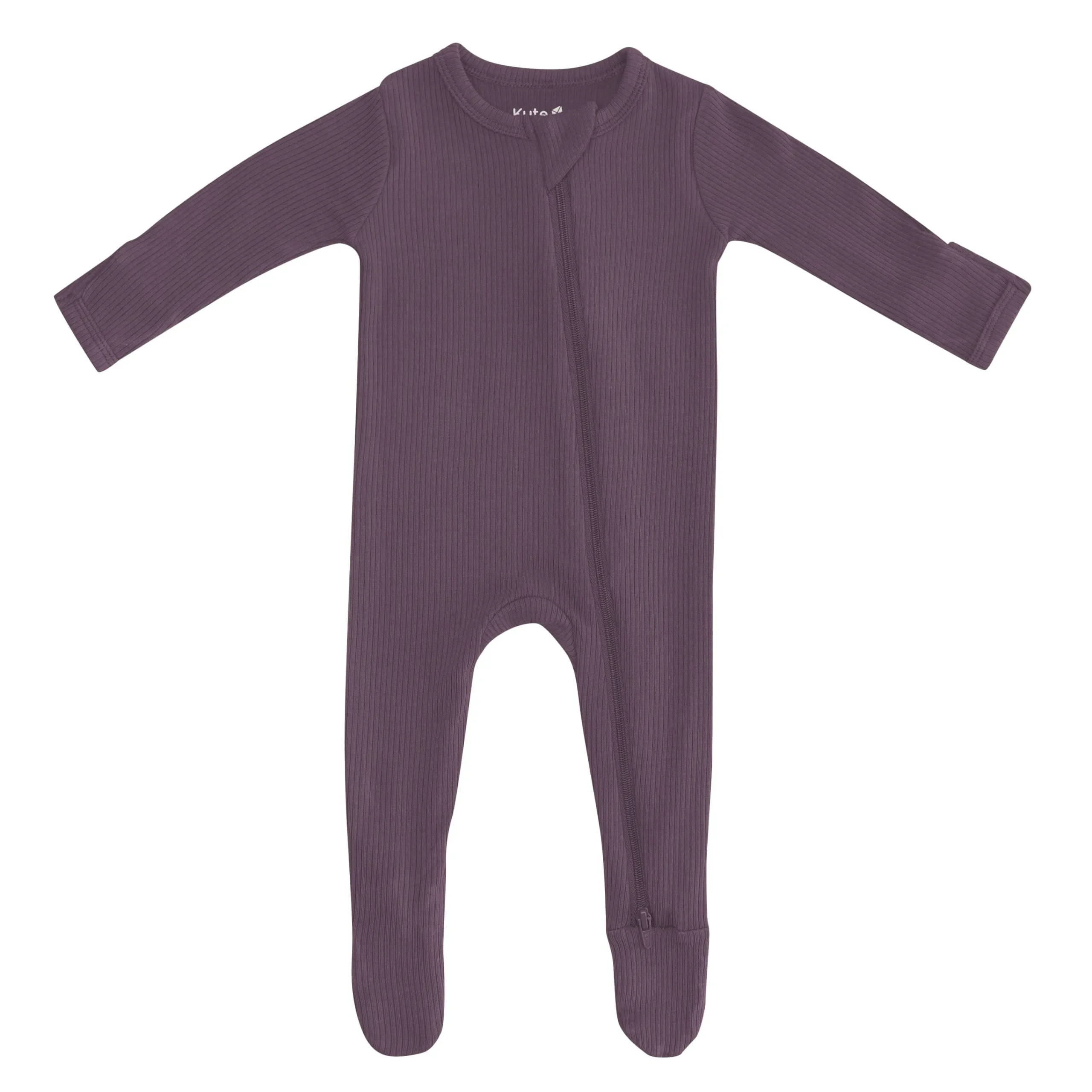 Kyte Baby Ribbed Zipper Footie in Currant