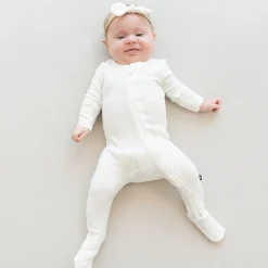 Kyte Baby Ribbed Zipper Footie in Cloud Hot