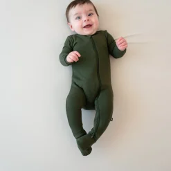 Kyte Baby Ribbed Zipper Footie in Fir