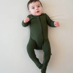 Kyte Baby Ribbed Zipper Footie in Fir