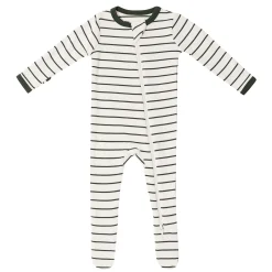 Kyte Baby Ribbed Zipper Footie in Fir Stripe Online