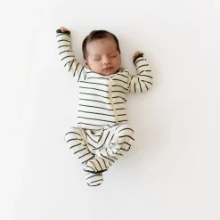 Kyte Baby Ribbed Zipper Footie in Fir Stripe Online