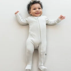 Kyte Baby Ribbed Zipper Footie in Oat Sale