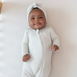 Kyte Baby Ribbed Zipper Footie in Oat Sale