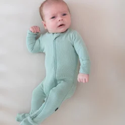 Kyte Baby Ribbed Zipper Footie in Sage Best