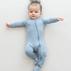 Kyte Baby Ribbed Zipper Footie in Slate