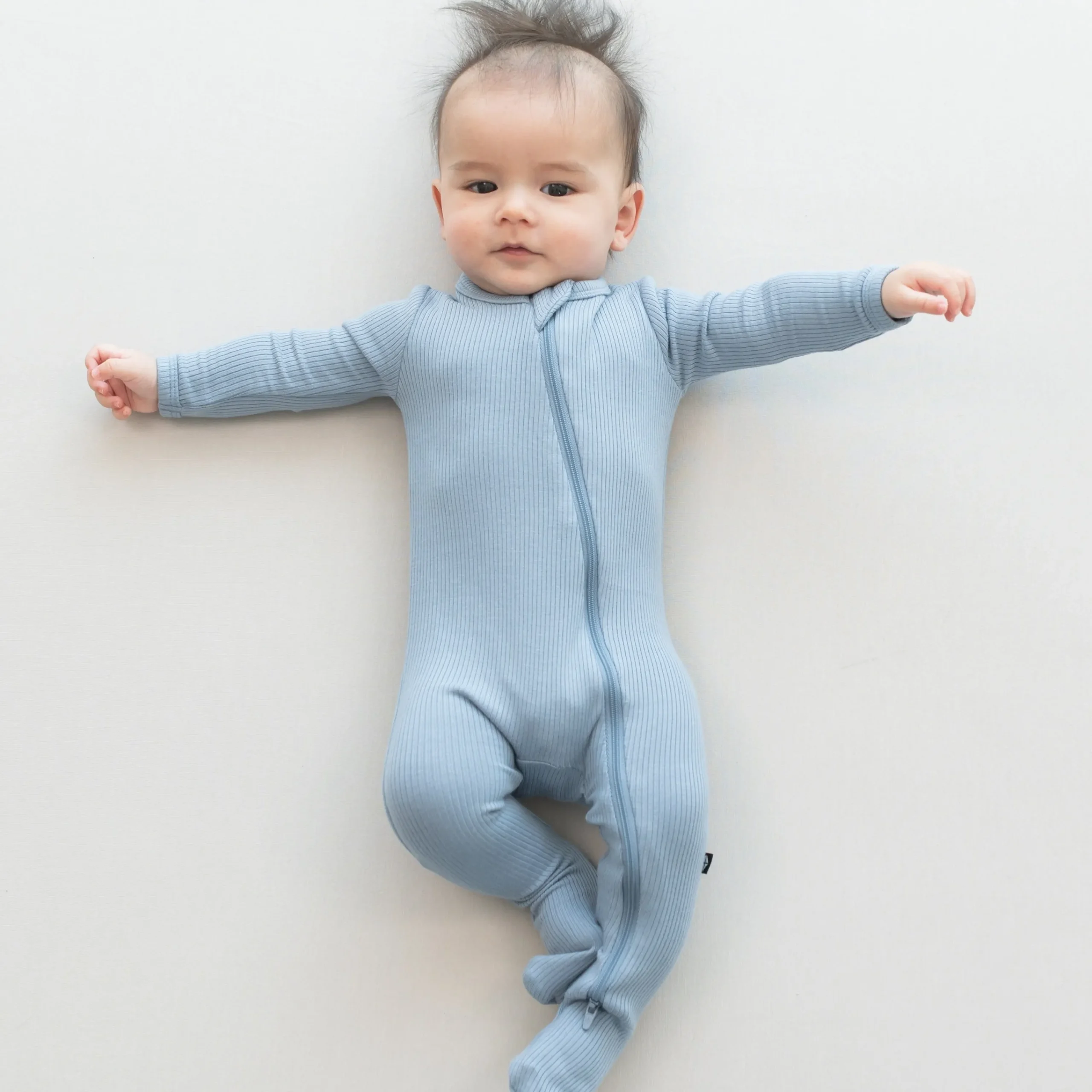 Kyte Baby Ribbed Zipper Footie in Slate