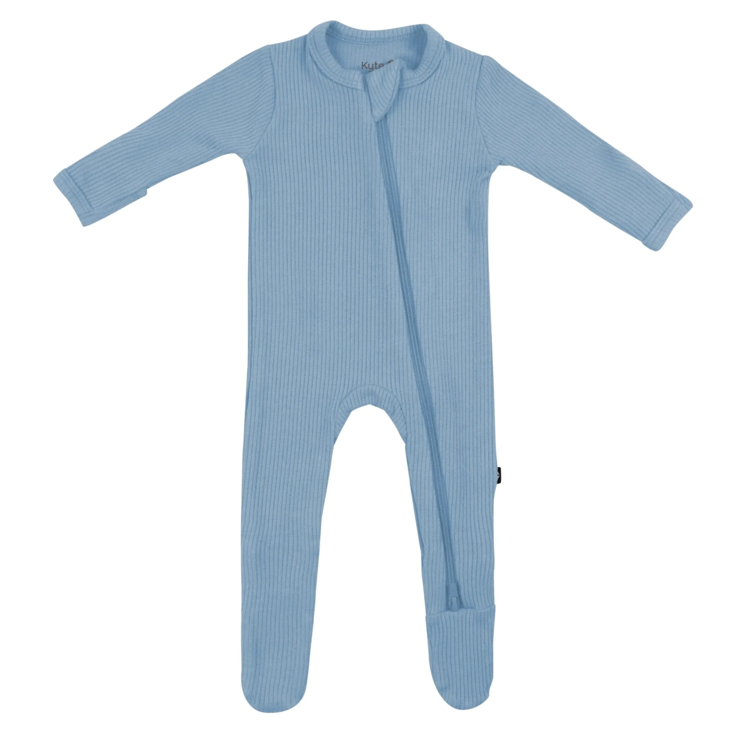 Kyte Baby Ribbed Zipper Footie in Slate