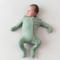 Kyte Baby Ribbed Zipper Footie in Thyme Outlet
