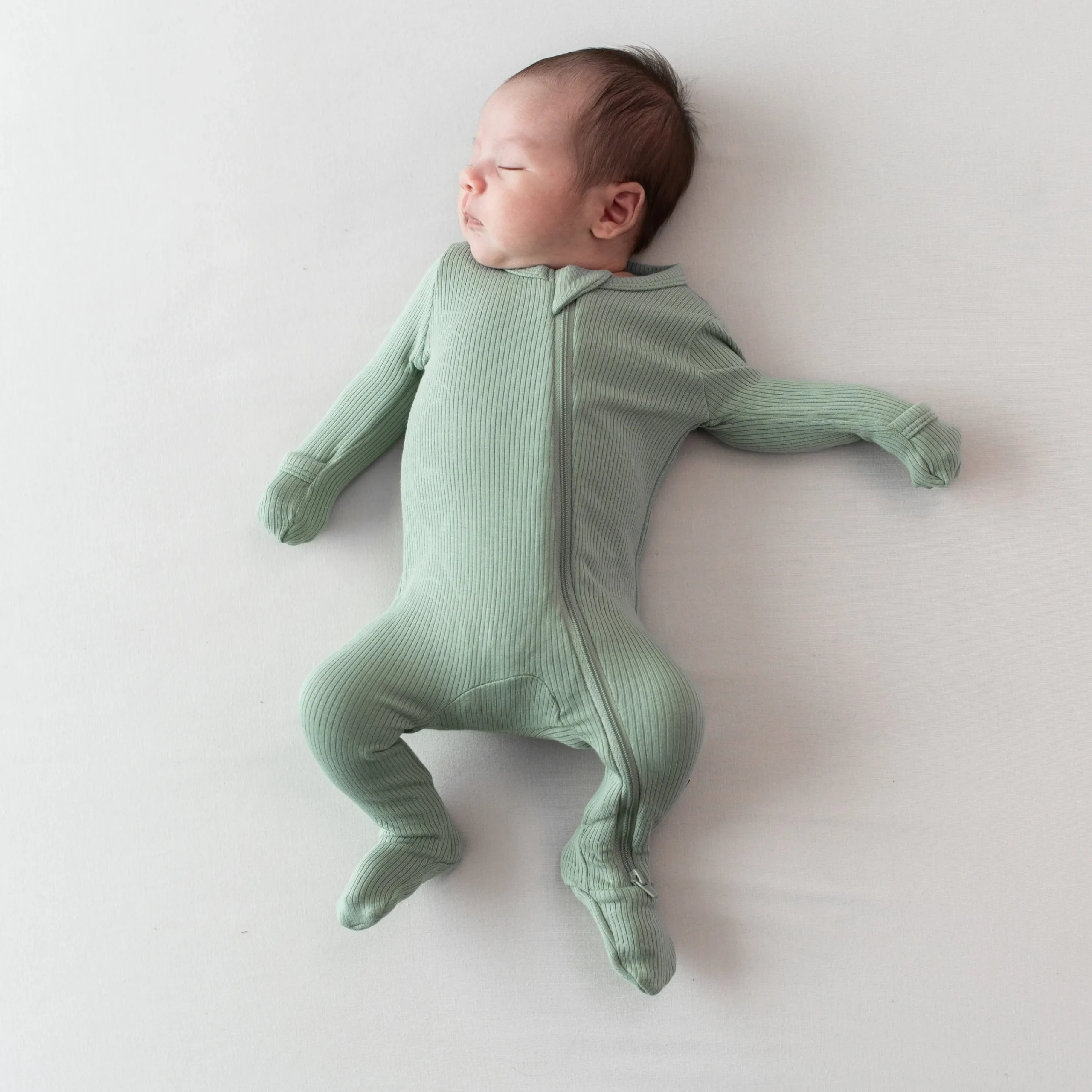 Kyte Baby Ribbed Zipper Footie in Thyme Outlet