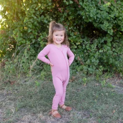 Kyte Baby Ribbed Zipper Romper in Apple Blossom Best