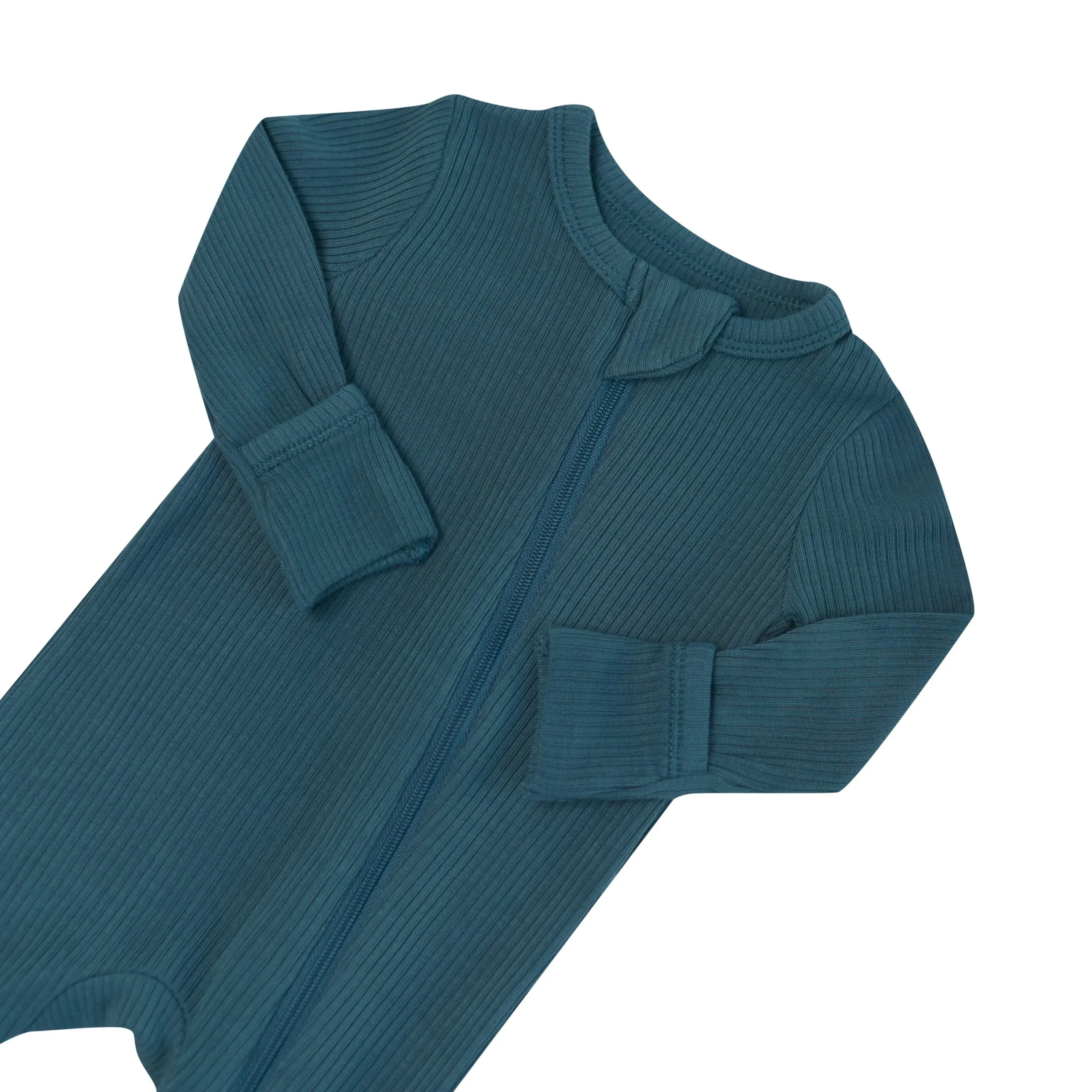 Kyte Baby Ribbed Zipper Romper in Atlantic Online