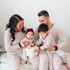 Kyte Baby Ribbed Zipper Romper in Burgundy Stripe Online