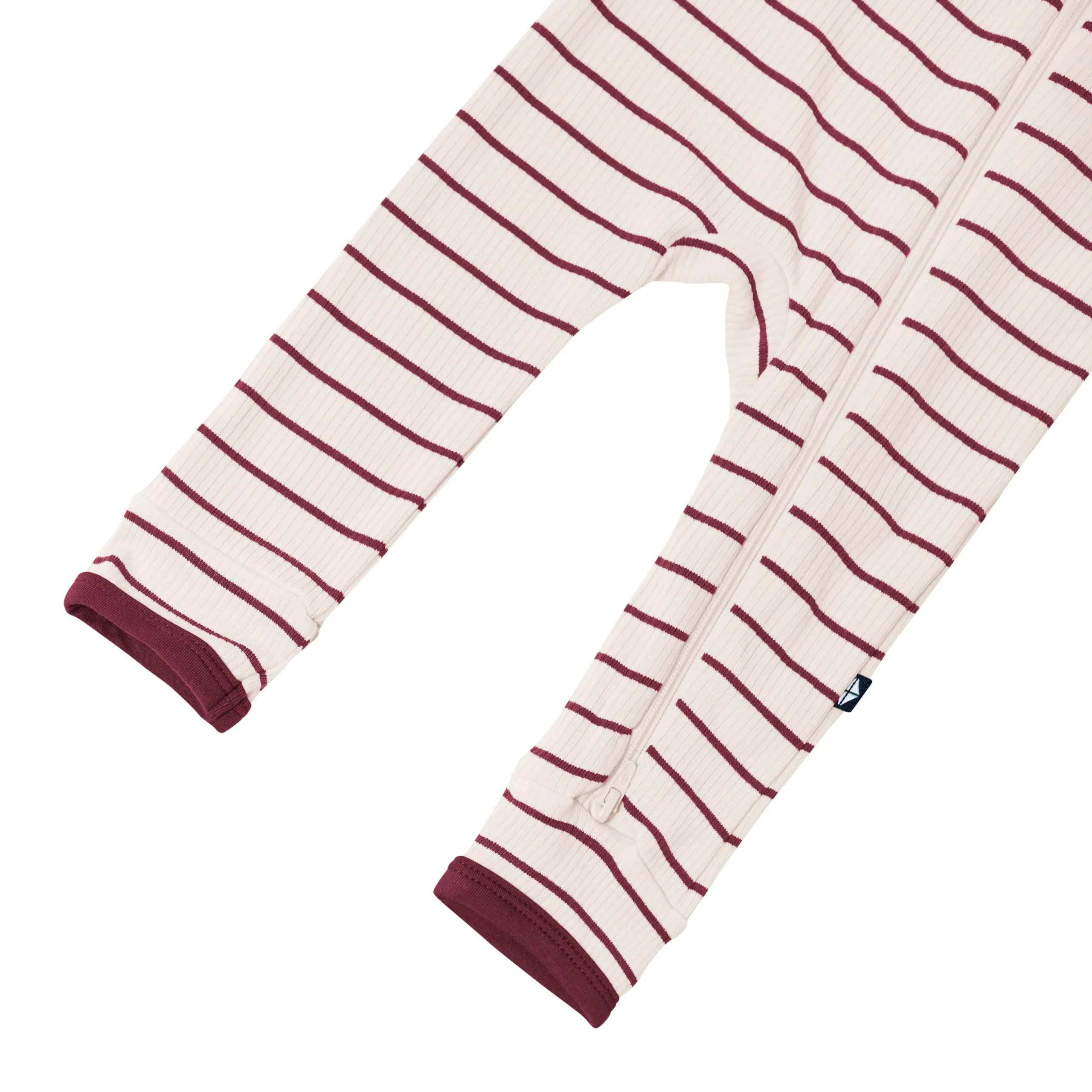 Kyte Baby Ribbed Zipper Romper in Burgundy Stripe Online