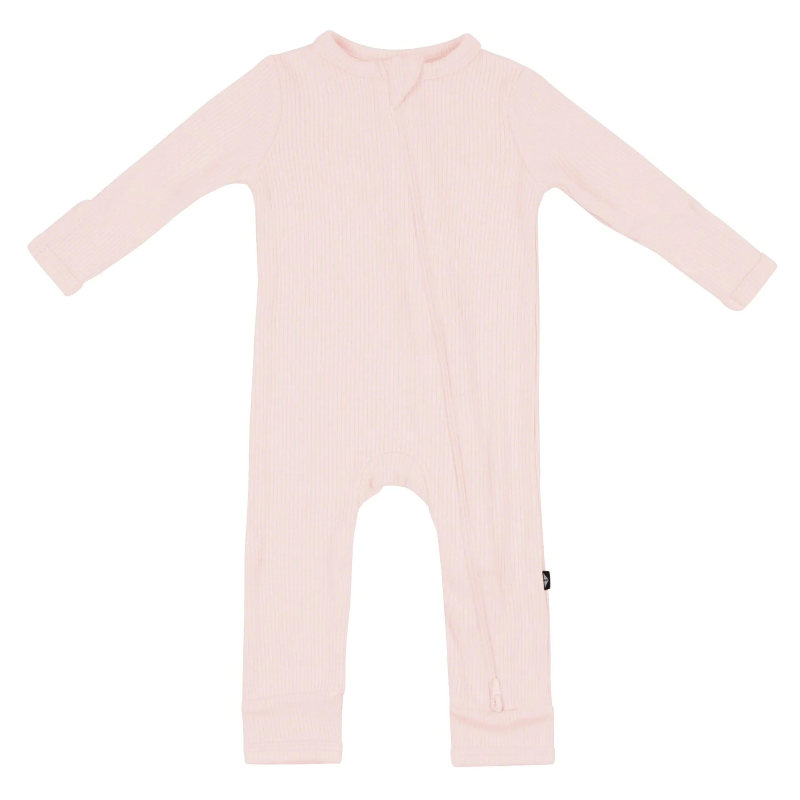 Kyte Baby Ribbed Zipper Romper in Blush New