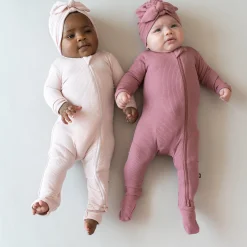 Kyte Baby Ribbed Zipper Romper in Blush New