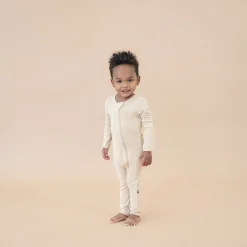 Kyte Baby Ribbed Zipper Romper in Bisque New