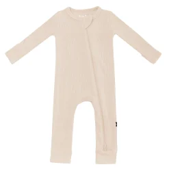 Kyte Baby Ribbed Zipper Romper in Bisque New