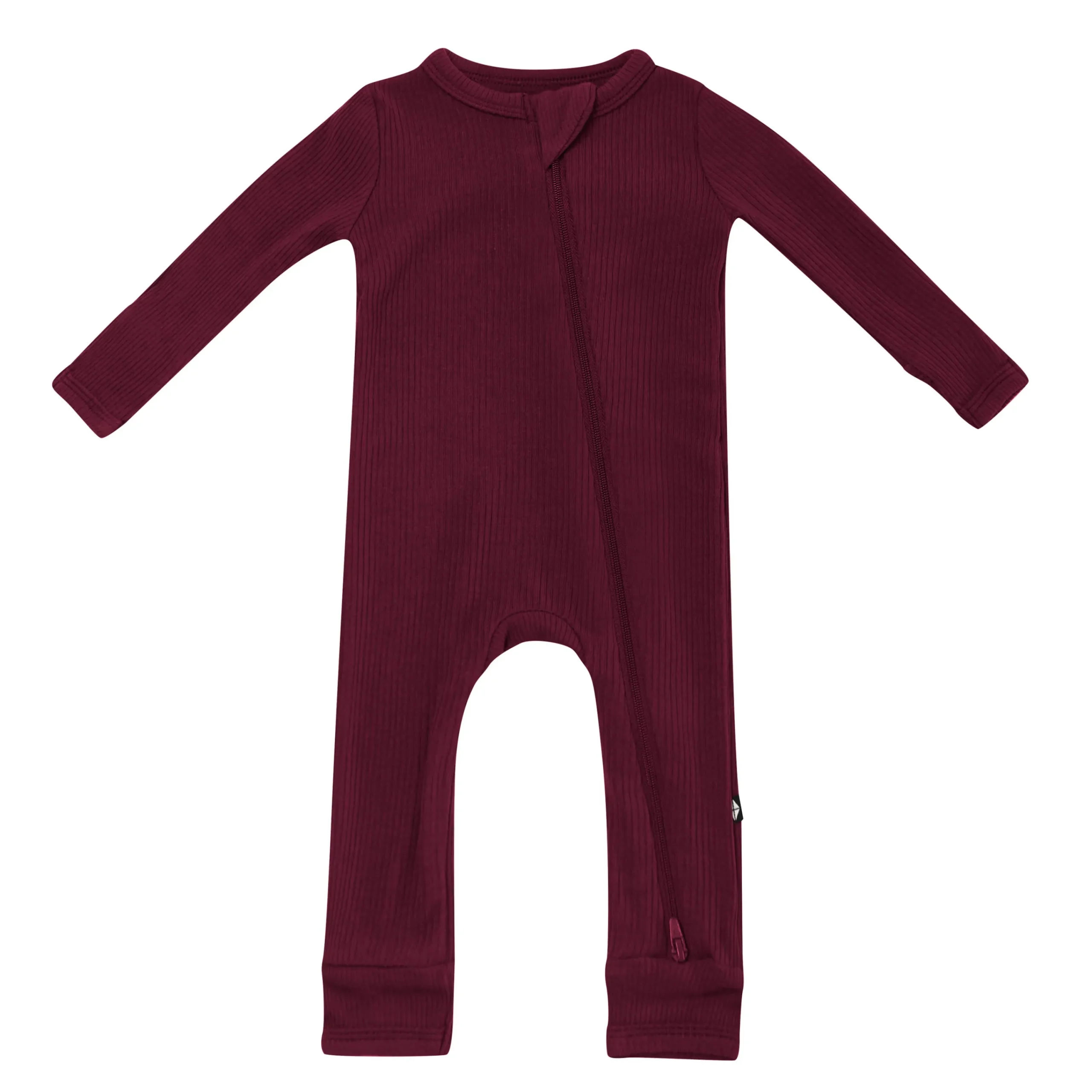 Kyte Baby Ribbed Zipper Romper in Burgundy Sale