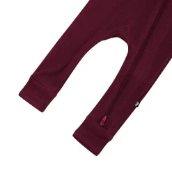 Kyte Baby Ribbed Zipper Romper in Burgundy Sale