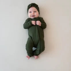 Kyte Baby Ribbed Zipper Romper in Fir Sale