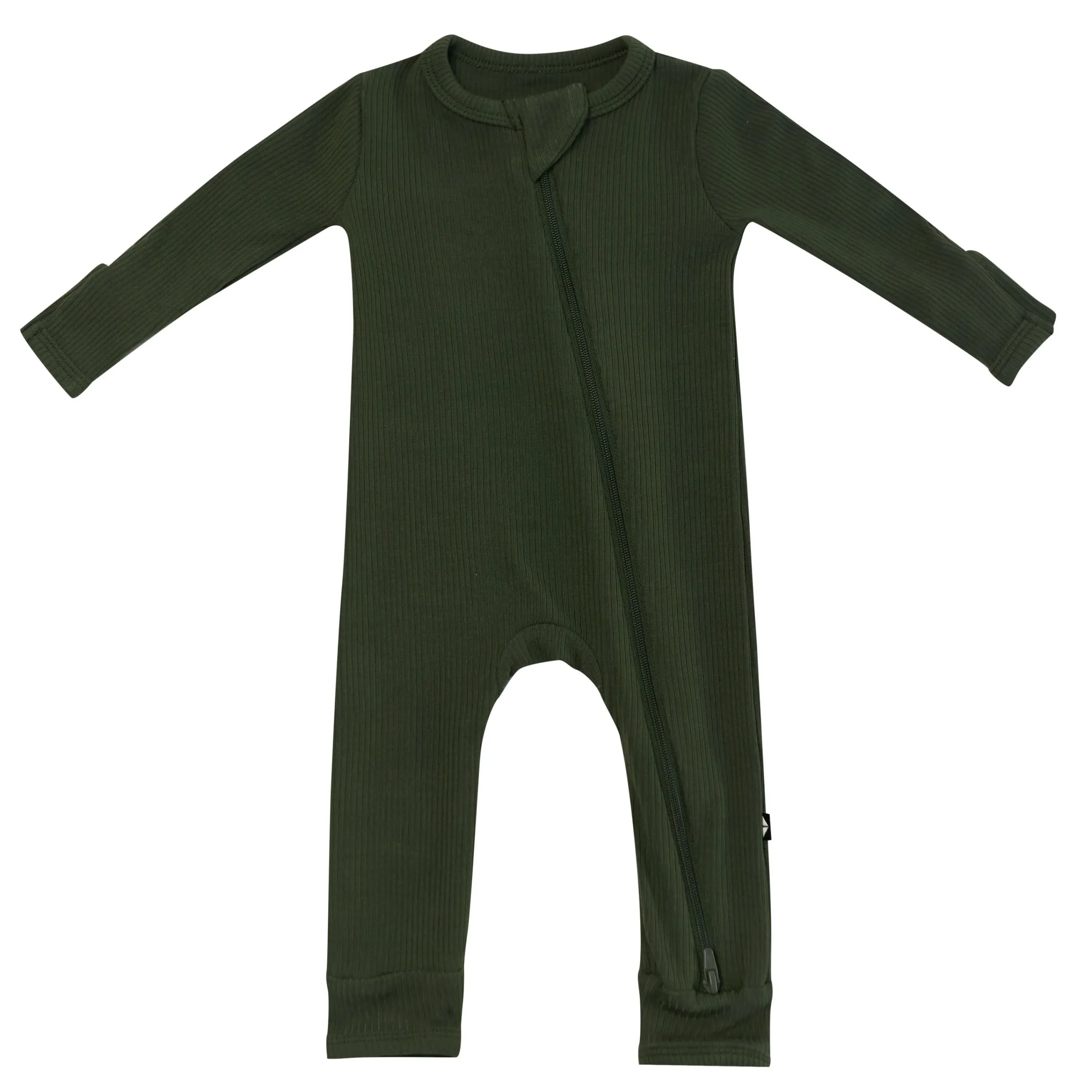 Kyte Baby Ribbed Zipper Romper in Fir Sale
