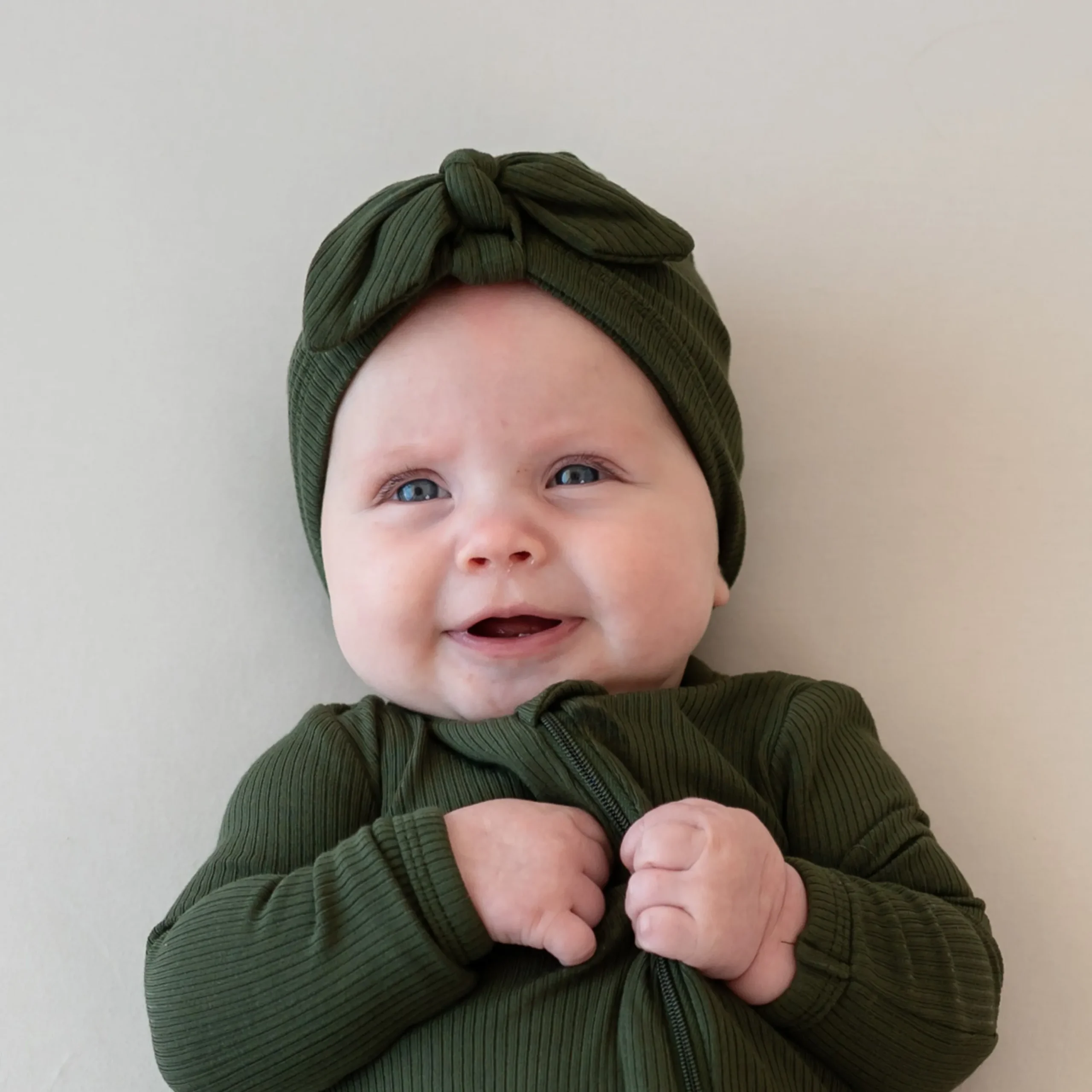 Kyte Baby Ribbed Zipper Romper in Fir Sale