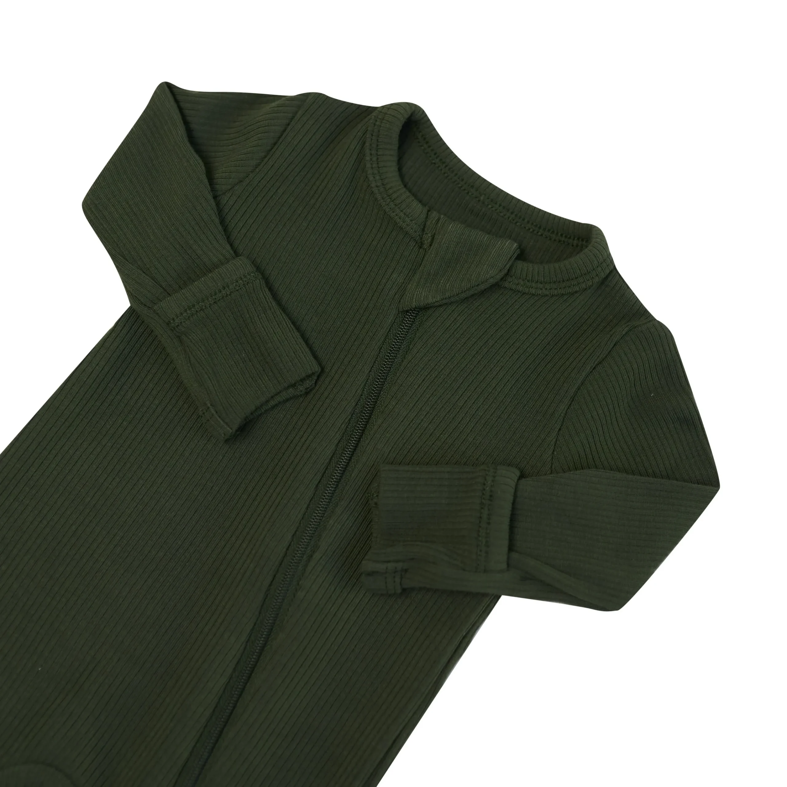 Kyte Baby Ribbed Zipper Romper in Fir Sale