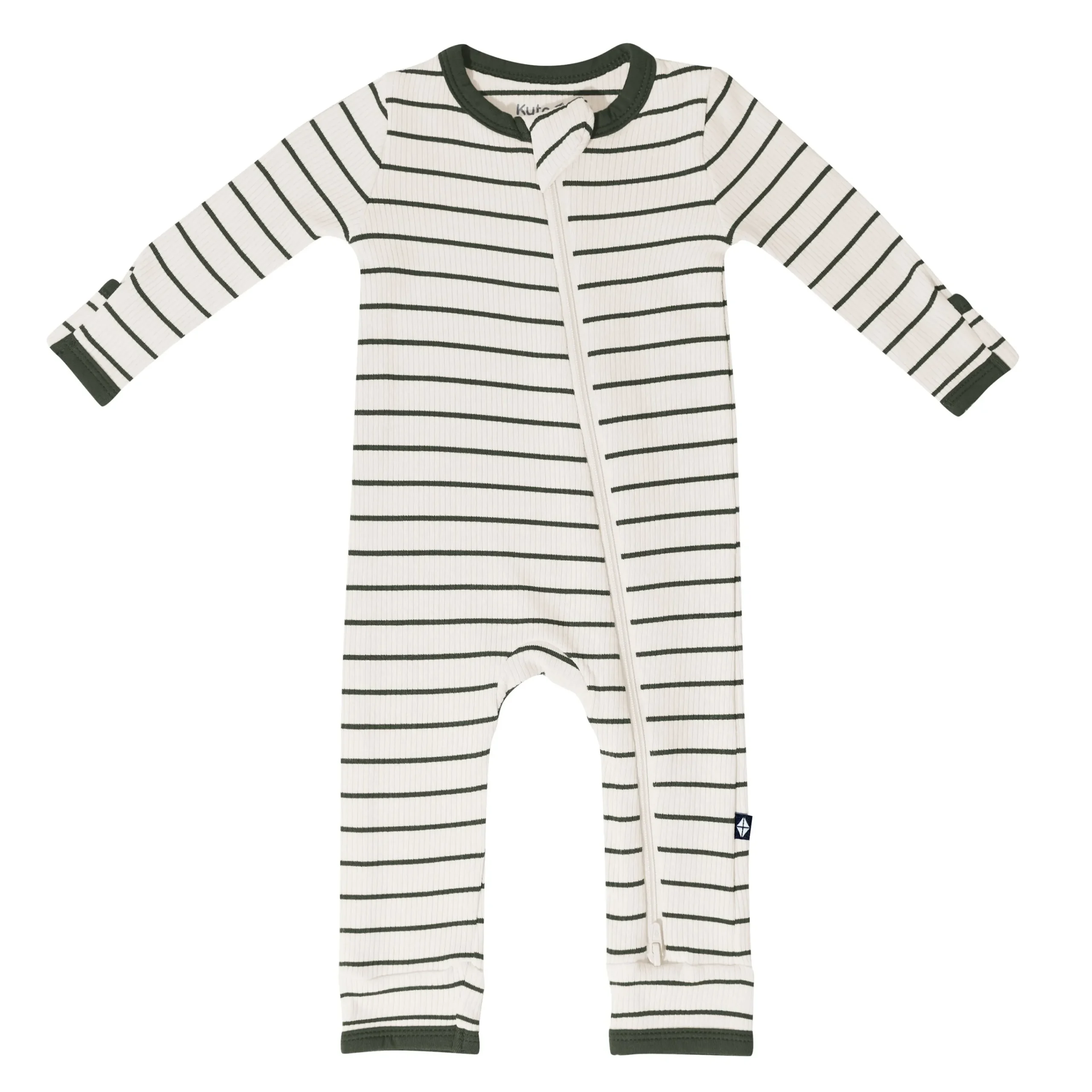 Kyte Baby Ribbed Zipper Romper in Fir Stripe Hot