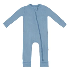 Kyte Baby Ribbed Zipper Romper in Slate Outlet