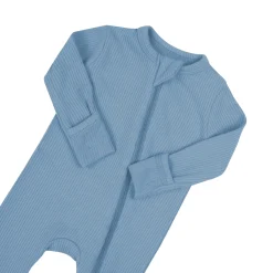 Kyte Baby Ribbed Zipper Romper in Slate Outlet