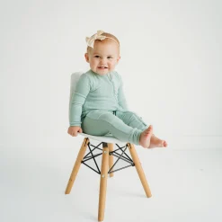 Kyte Baby Ribbed Zipper Romper in Sage