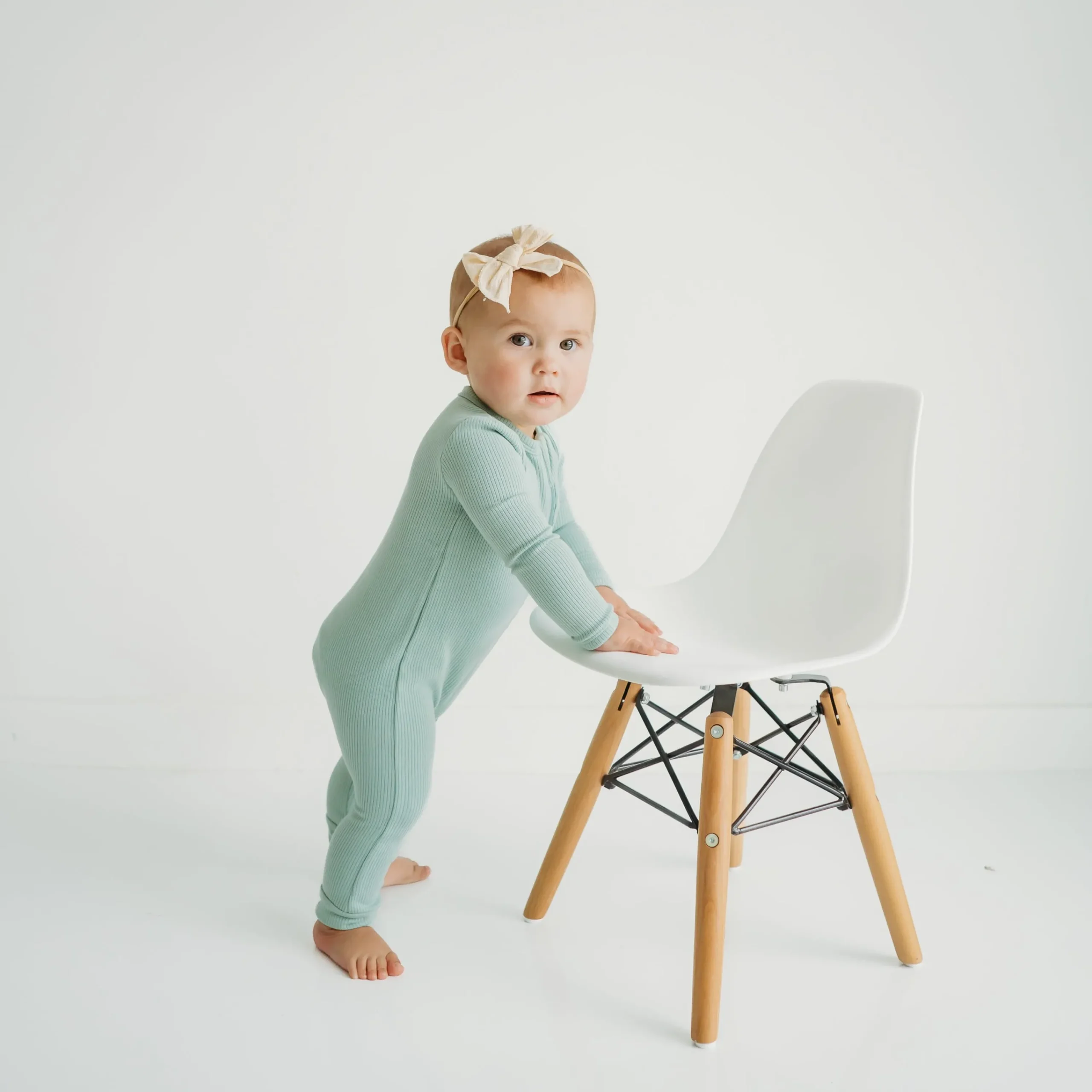 Kyte Baby Ribbed Zipper Romper in Sage