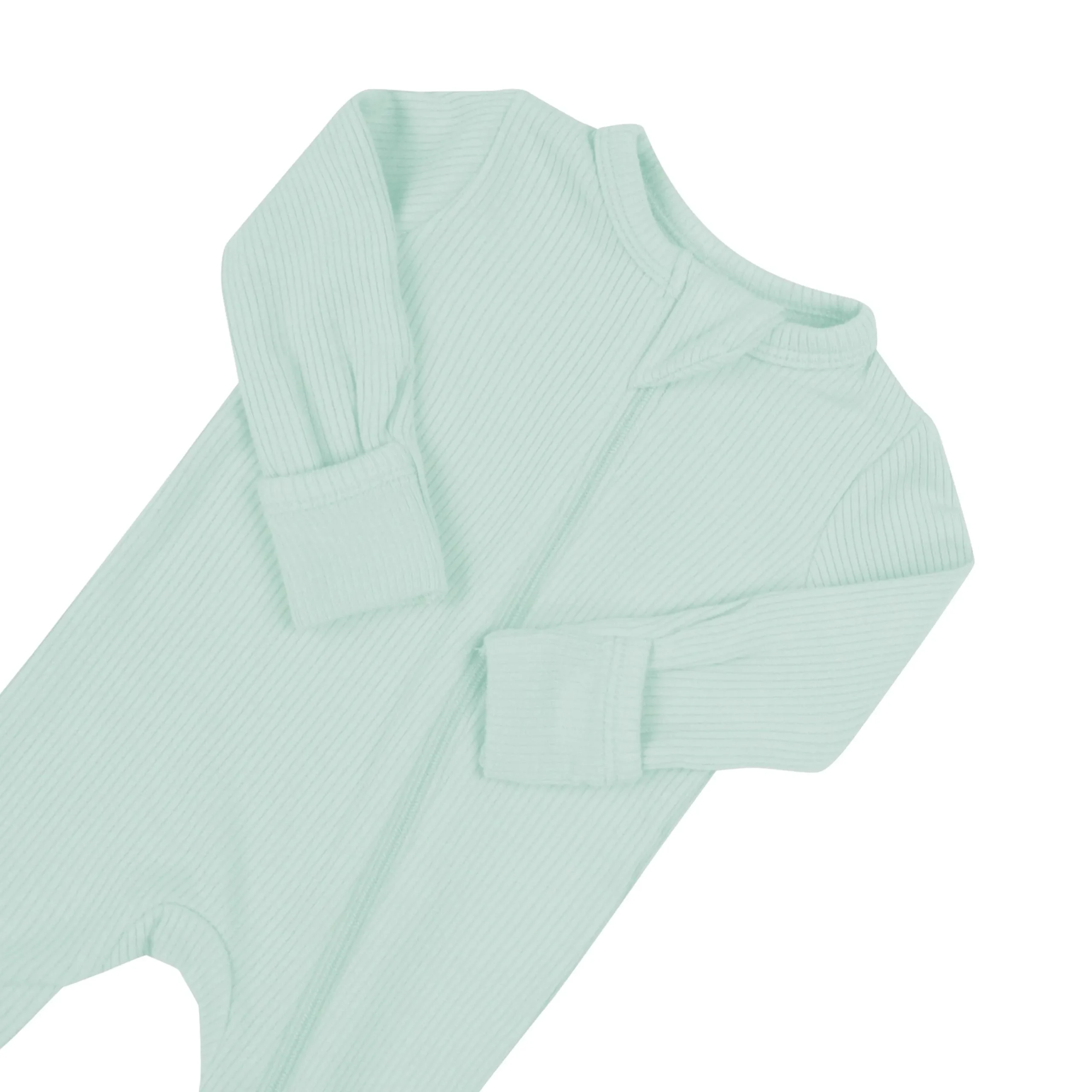 Kyte Baby Ribbed Zipper Romper in Sage