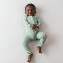 Kyte Baby Ribbed Zipper Romper in Thyme Sale