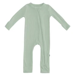Kyte Baby Ribbed Zipper Romper in Thyme Sale