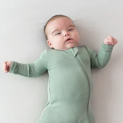 Kyte Baby Ribbed Zipper Romper in Thyme Sale