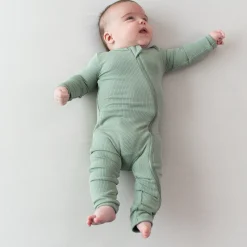 Kyte Baby Ribbed Zipper Romper in Thyme Sale