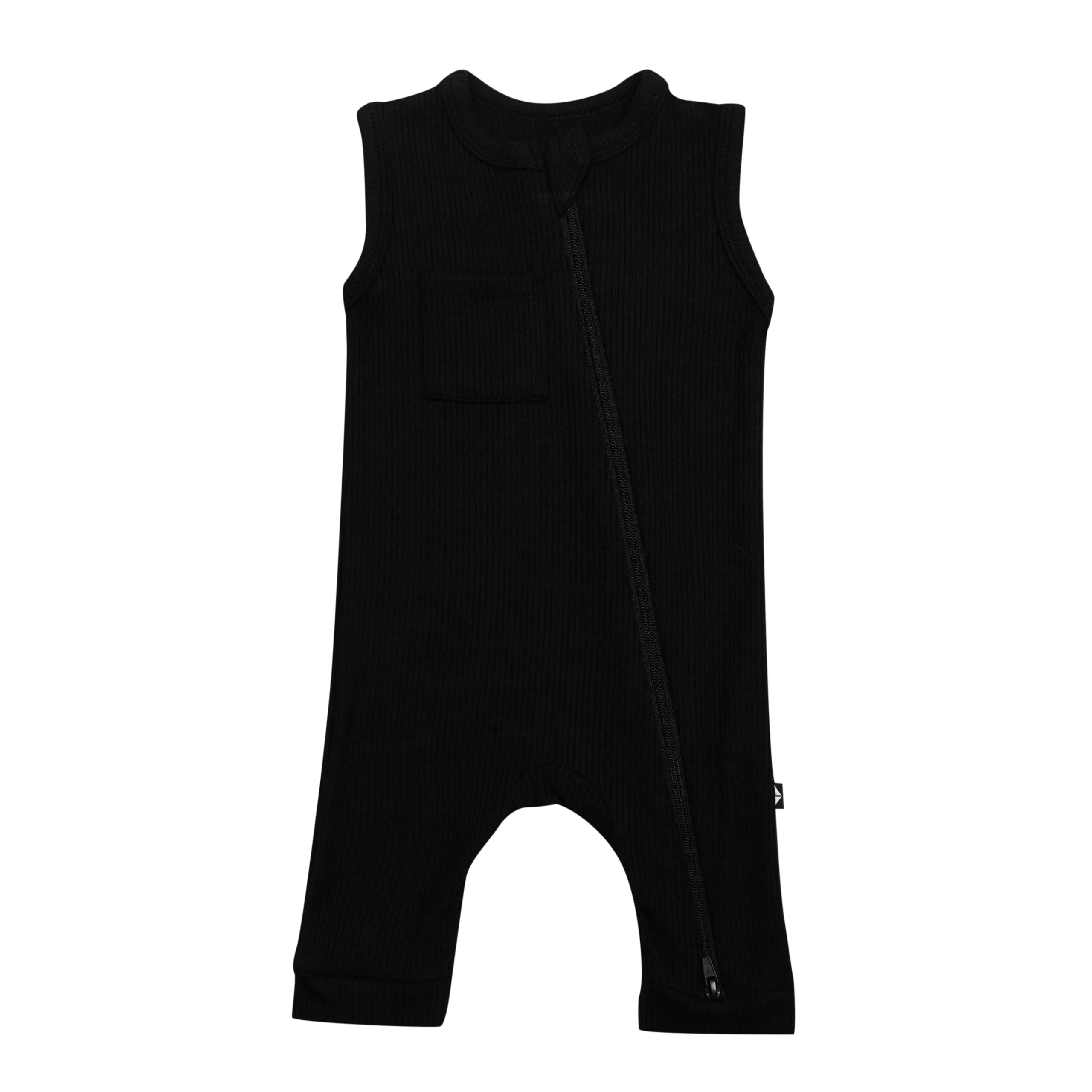 Kyte Baby Ribbed Zippered Sleeveless Romper in Midnight